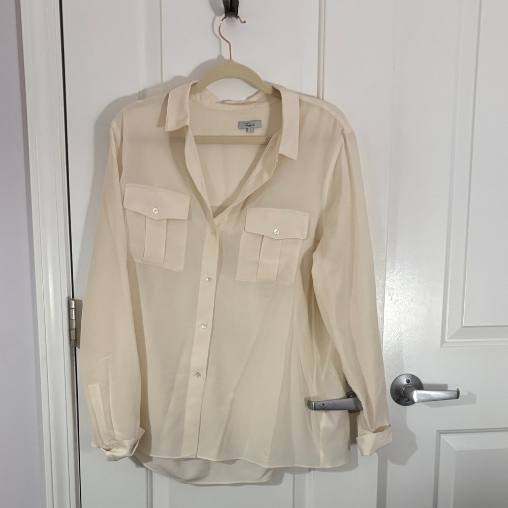 Rails Cream Silk Button-Down Shirt